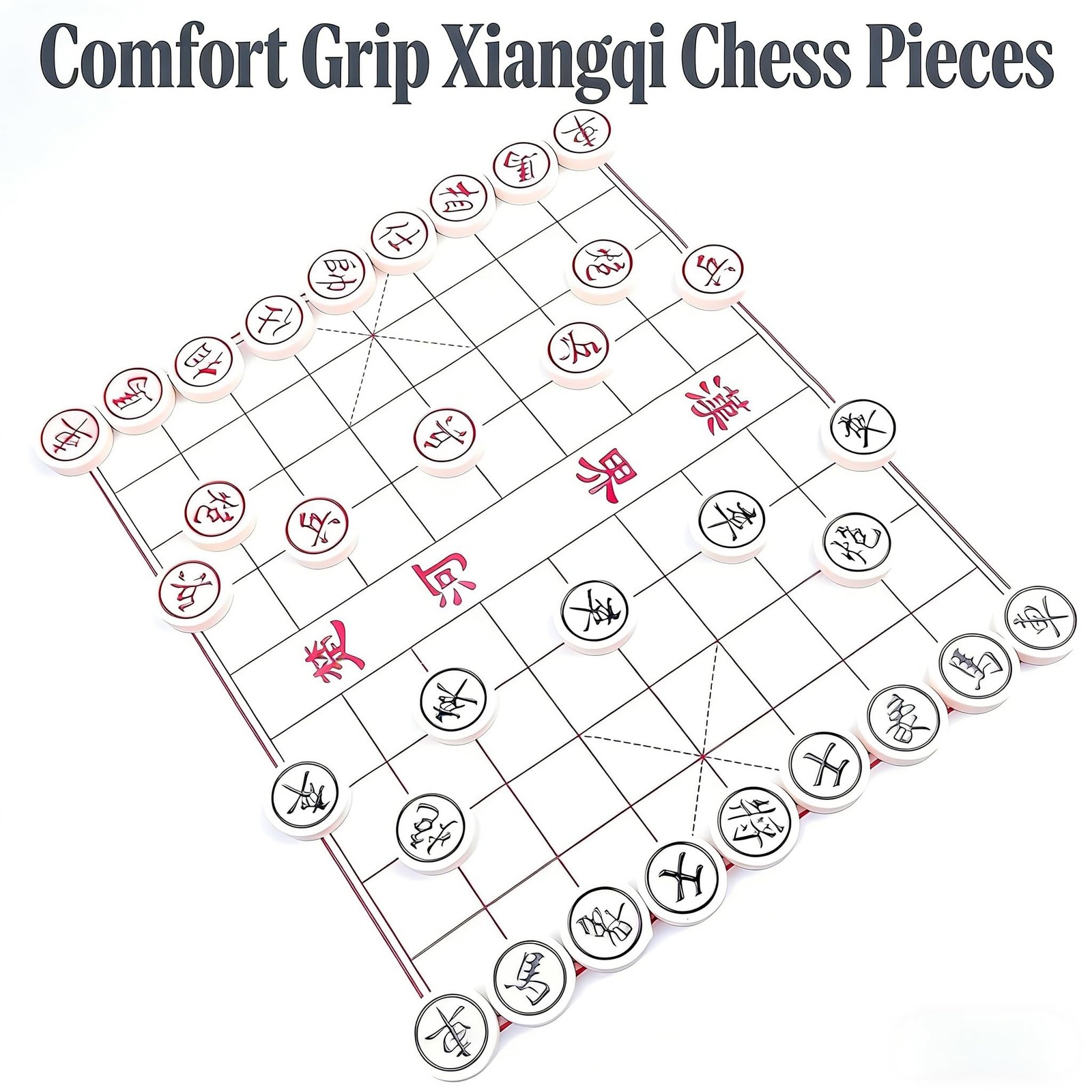 MAGIKON Chinese Chess, Hard Plastic Xiangqi with 1.2 inches, Red, Black