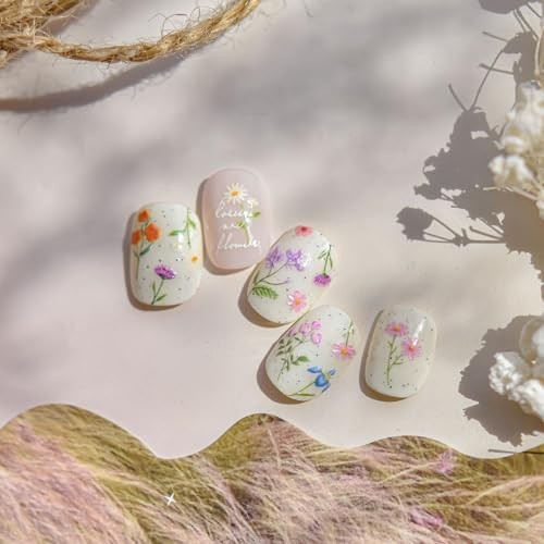 Flower Nail Stickers for Nail Art, 5D Embossed Floral Nail Decals Flower8