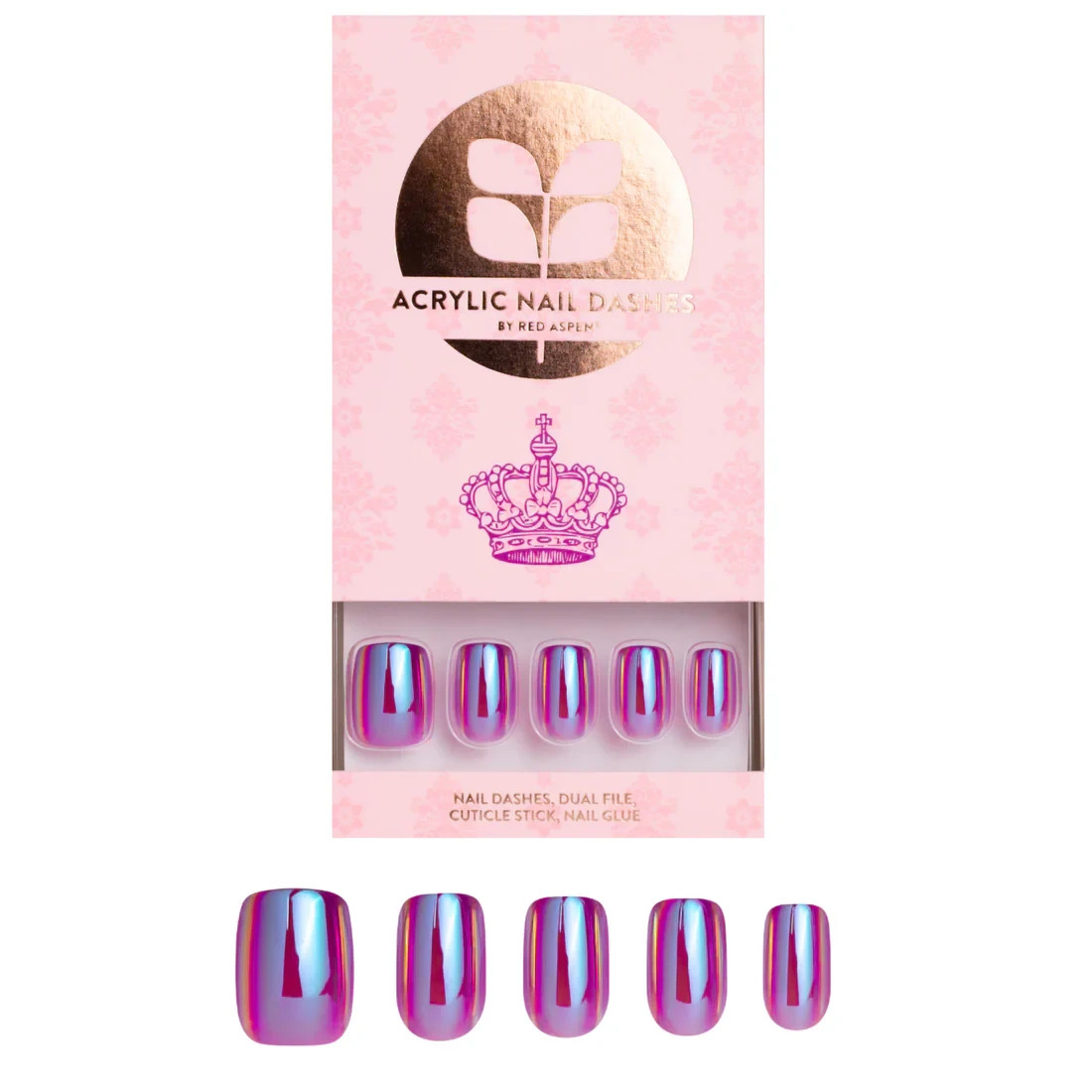 Red Aspen Press On Nails- Regal Rumer Short Squoval Acrylic Purple