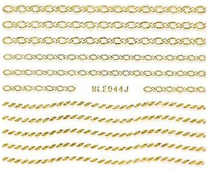 Nail Art 3D Decal Stickers Gold Chain Line BLE044J