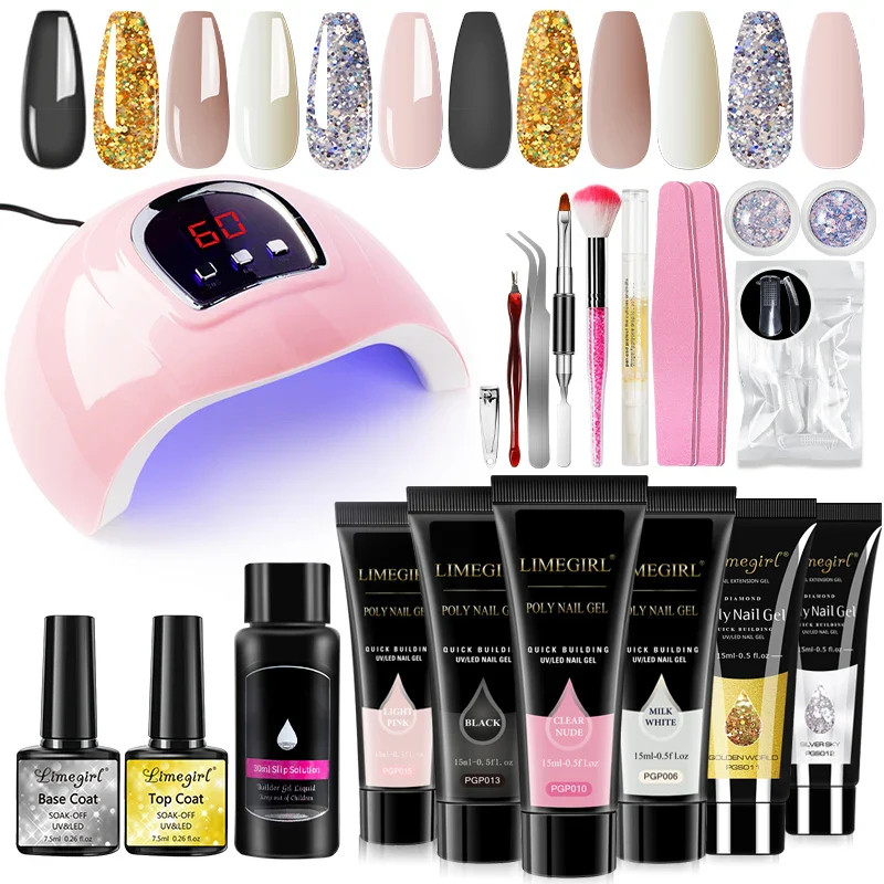 Limegirl Acrylic Manicure Kit UV LED Light Gel Varnish Kit Gel Extension NailKit