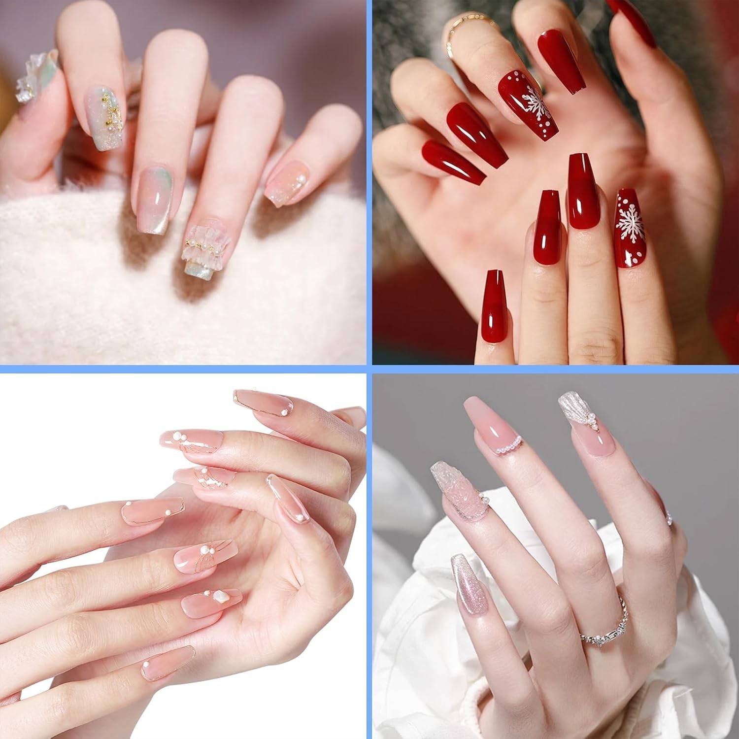 Coffin Nail Tips Press on Nails, Fake Nails for DIY Home Nail Art, Coffin Mixed