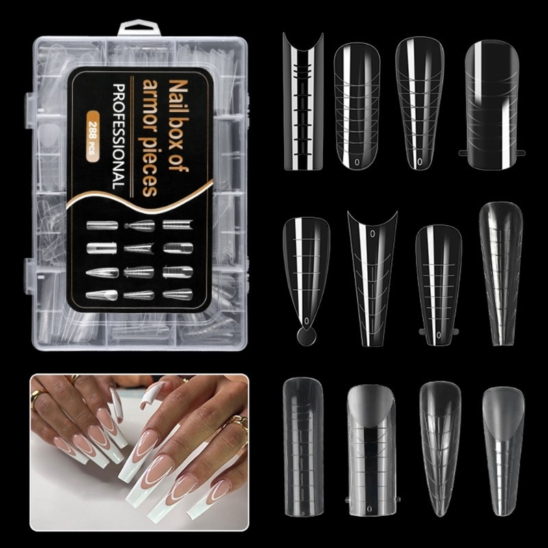 288 Pcs 12 Types Nails Shapes Nails Extension Molds Full Coverage Nails Forms
