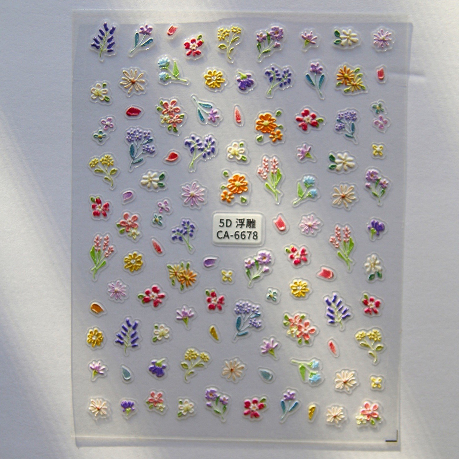 Pastel Floral 3D Nail Stickers Wild Flowers Nail Decals Colorful Flower Nails