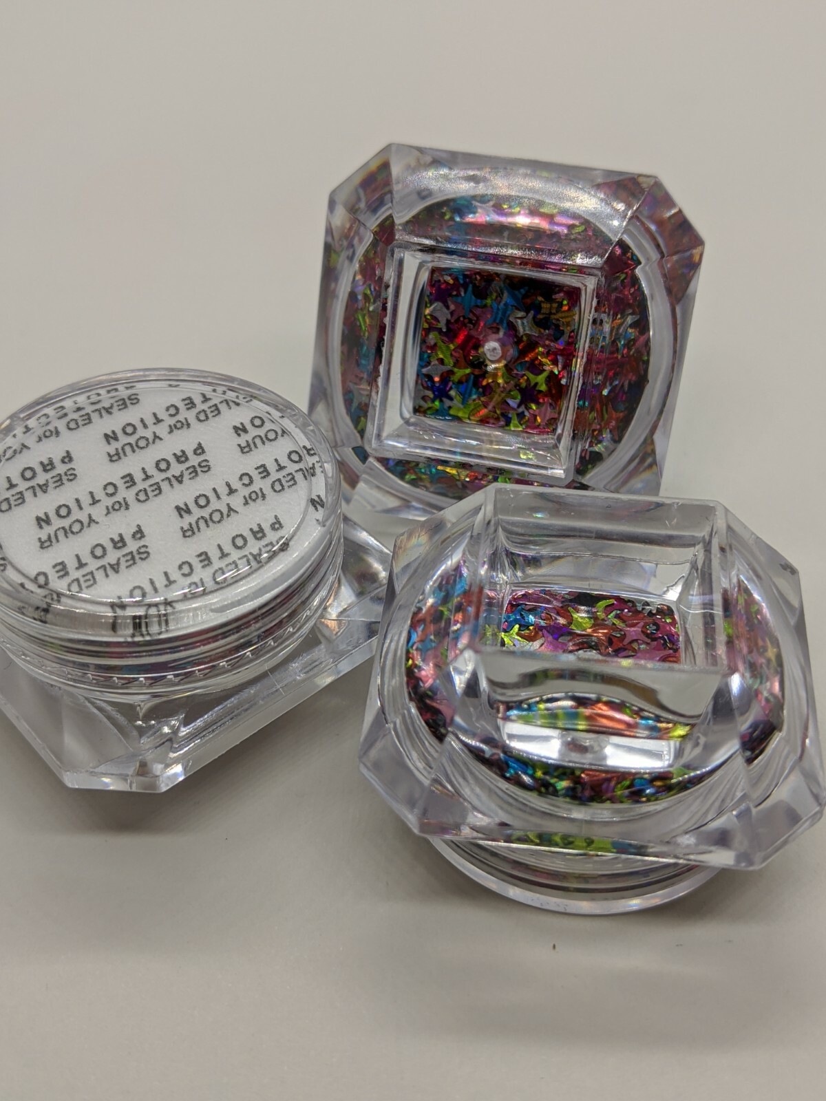 Holographic Mixed Col 4 point Stars/Lens-Flare Nail Art Embellishment UK Seller