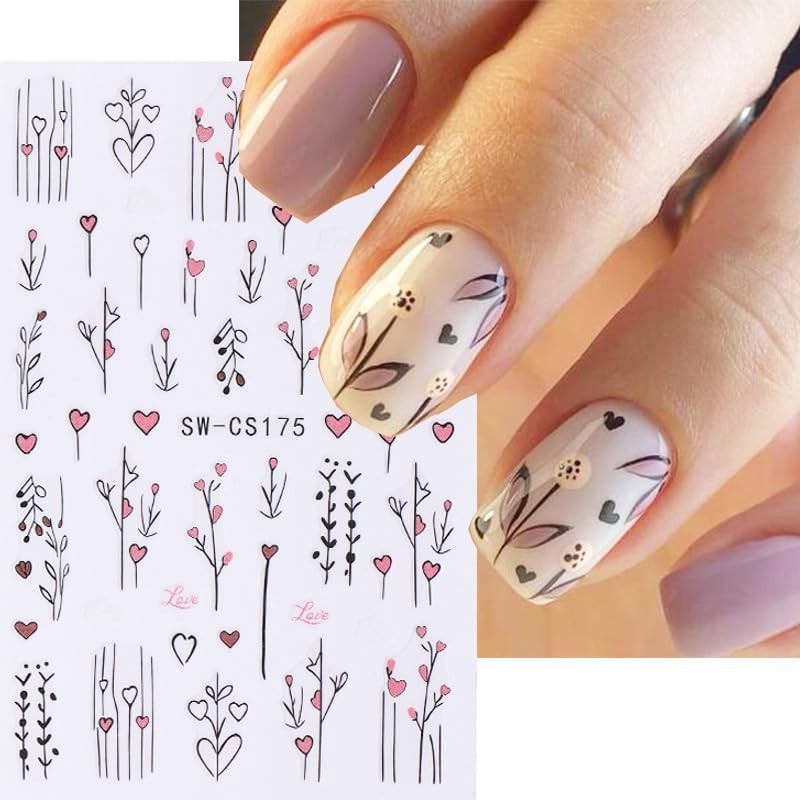 6 Sheets Fall Nail Stickers for Nail Art Black Flower Pine Nail Art Stickers …