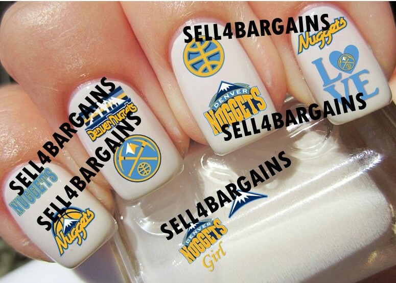 NBA DENVER NUGGETS THROWBACK BASKETBALL LOGOS》10 Different Designs》Nail Decals