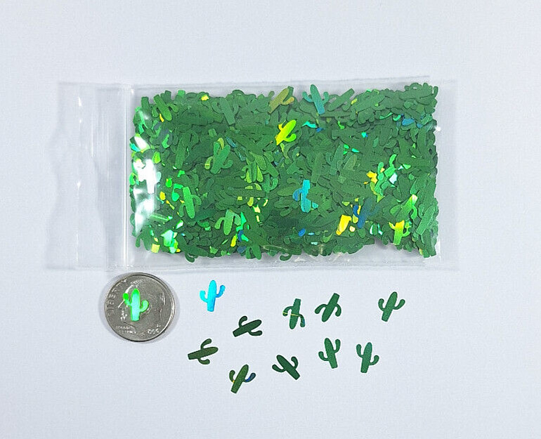Cactus Shaped Solvent Resistant Glitter For Nails-Resin-Tumblers-Art-Crafts