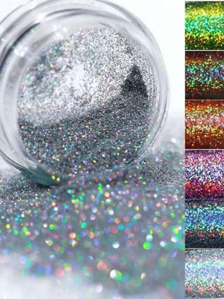 1Box Gray Gradient Shiny Nail Glitter Powder Iridescent Sparkly Nail Art Chrome