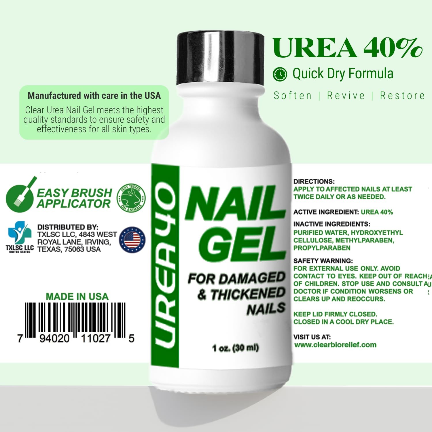 Urea Nail Gel – Softens Cracked Heel 1 Fl Oz (Pack of 1), Green 40