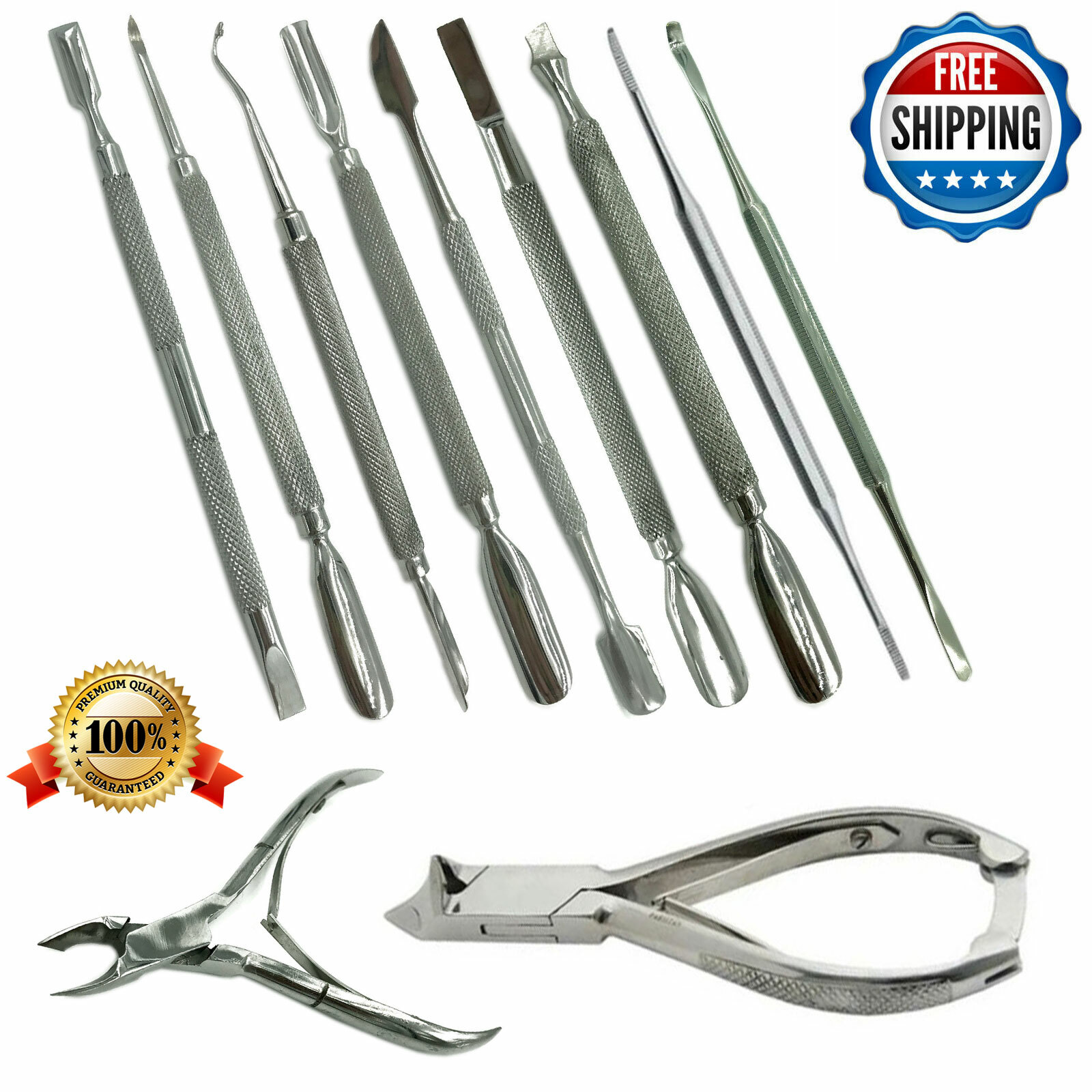 NEW RUST FREE STAINLESS STEEL 11 PC CHIROPODIST PODIATRIST NAIL CARE TOOLS SET