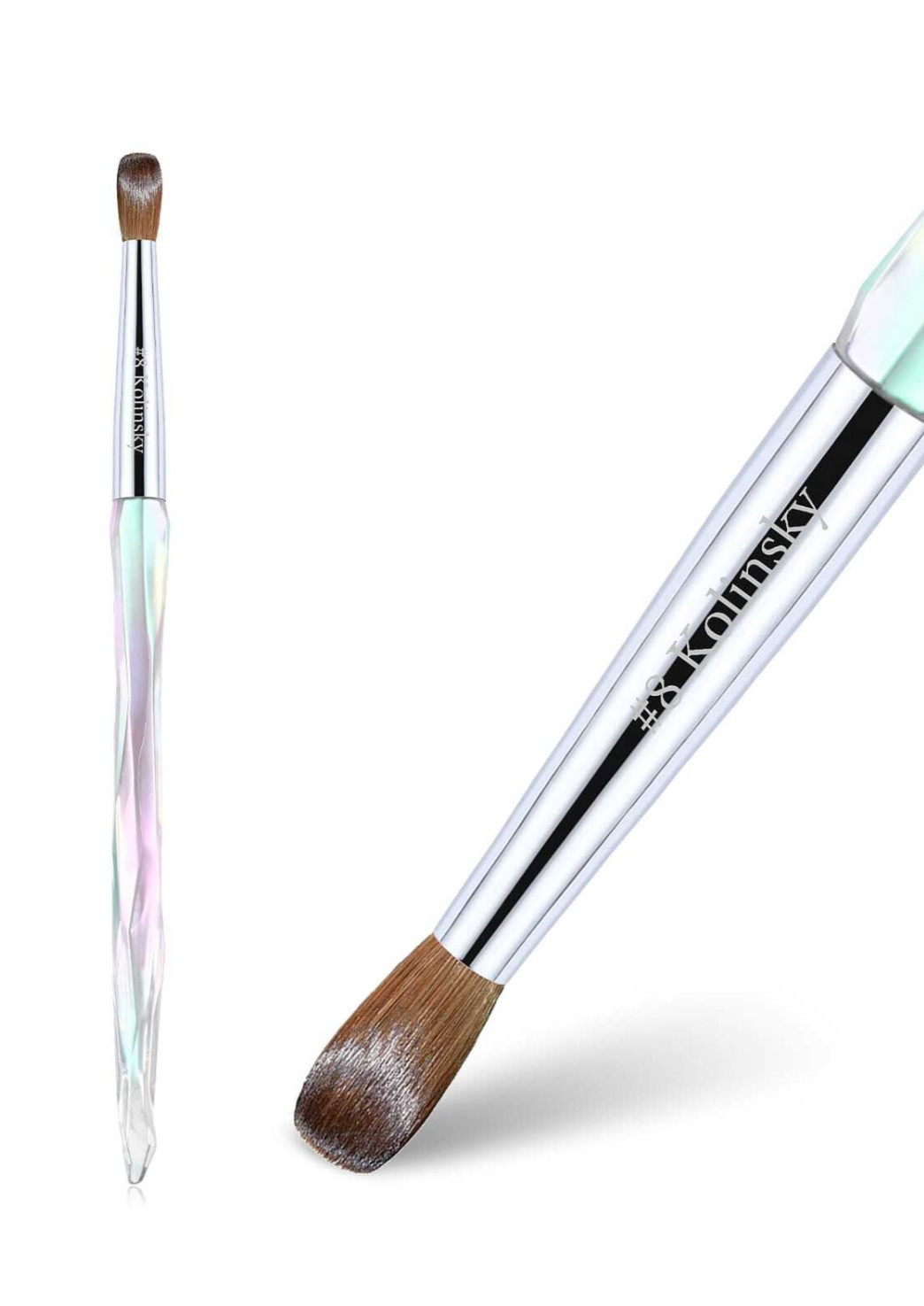 Kolinsky Acrylic Nail Brushes Professional Oval Round Crystal Handle