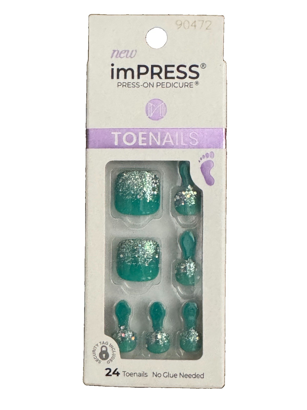 imPress Press-On Pedicure 24 Toenails Fancy Feet Glitter 2 Boxes New