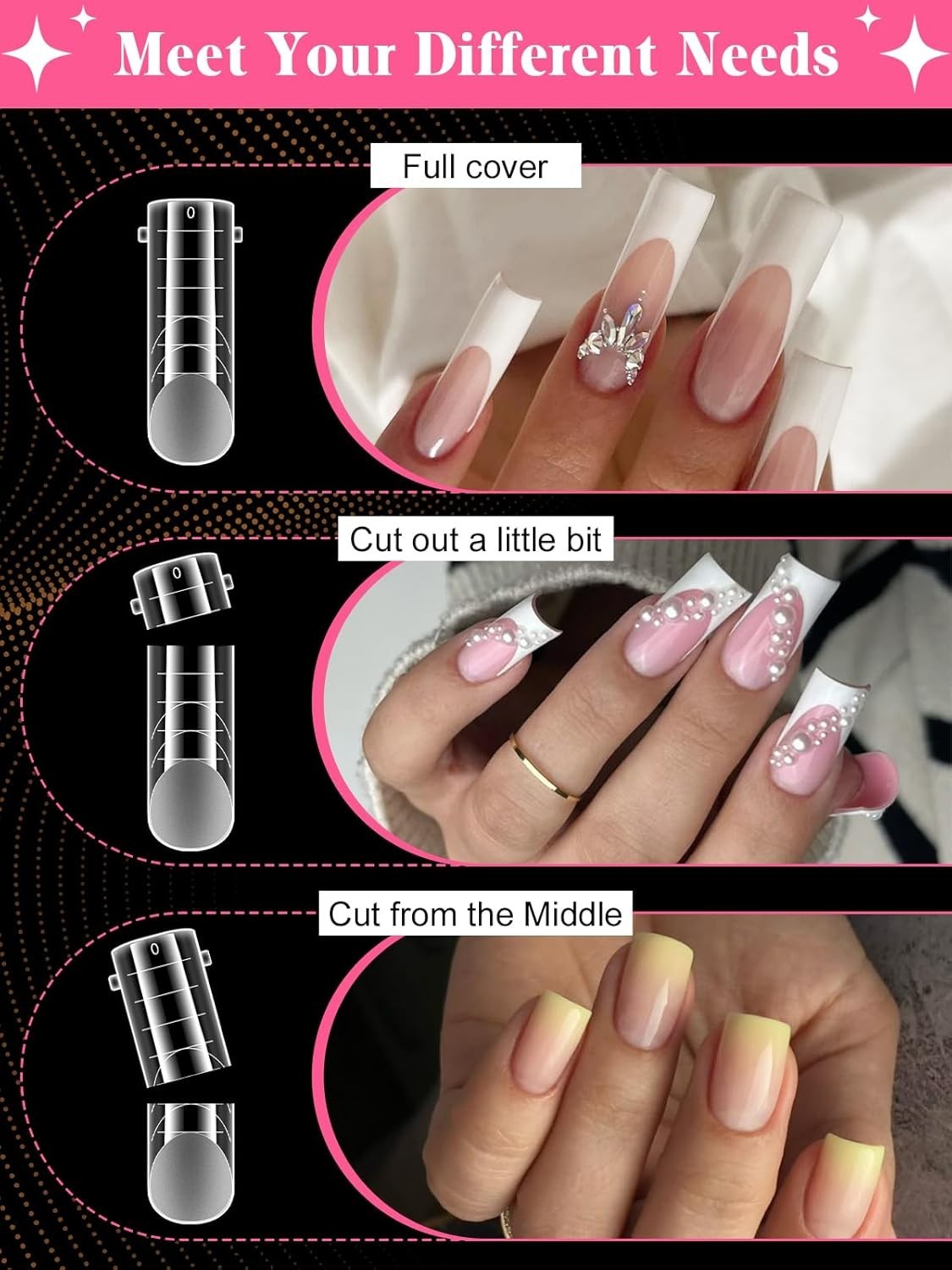 Poly Gel Nail Forms – 96PCS Dual Forms for Builder Nail Extension, 4 Style 12…