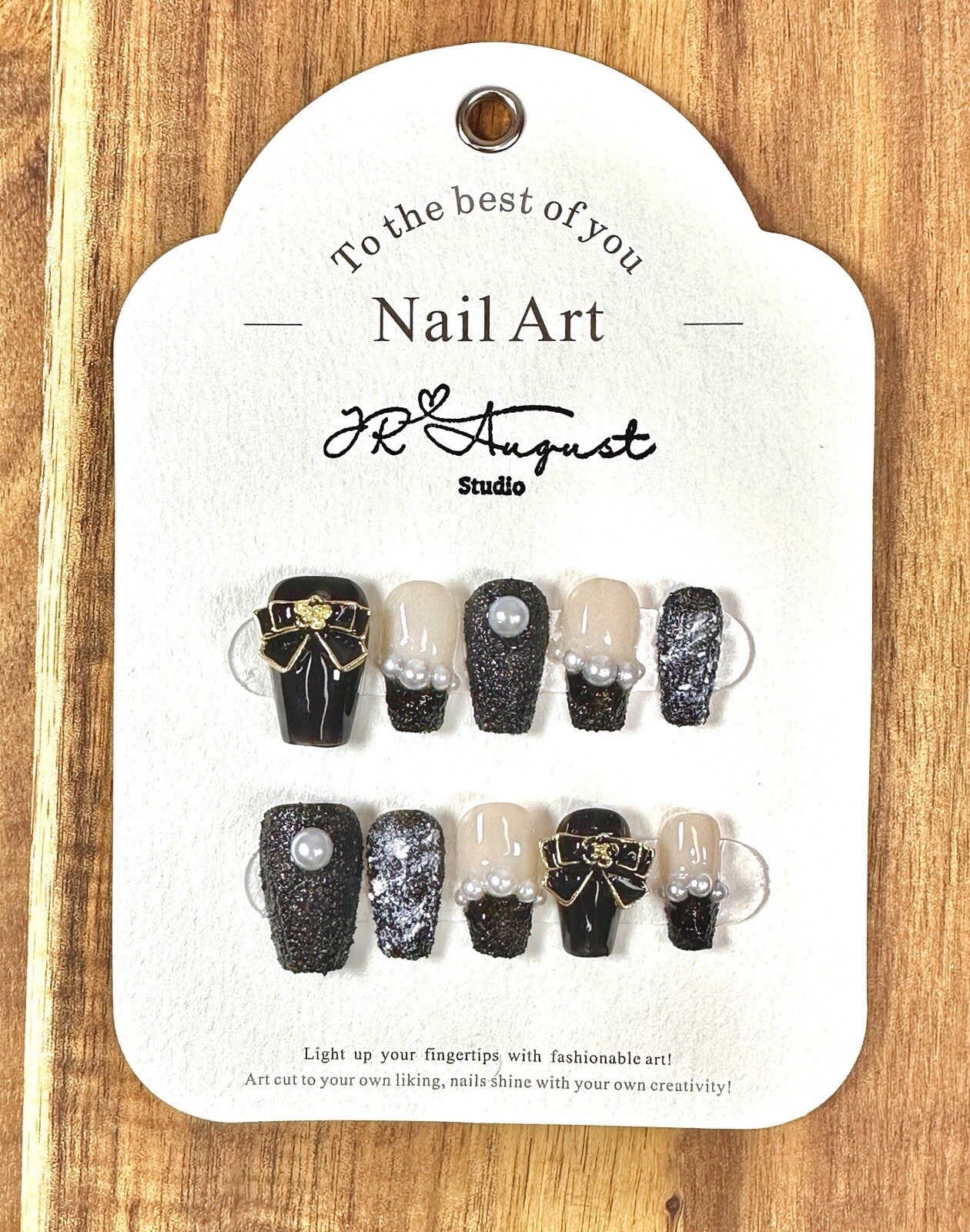 press on nails handmade short Winter Black And White Vintage Medium Coffin S M L