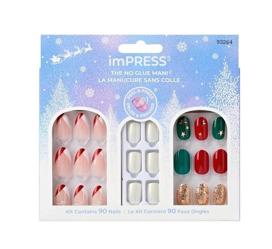 Impress Press-on Manicure Kit -Holiday Gift Set Medium Almond 93264 90 Nails