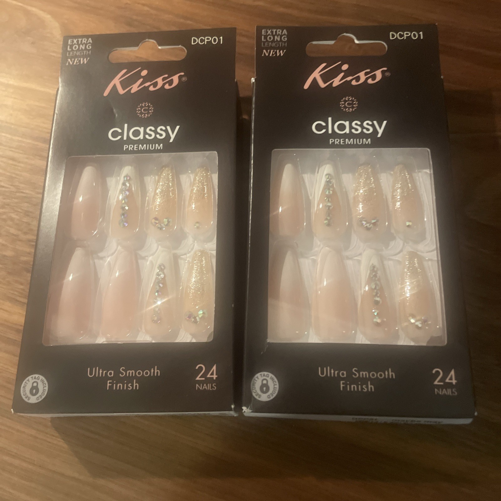 KISS Classy Premium Shiny Bling Nails Glue Not Included Nib 24 Ct 2 Packs