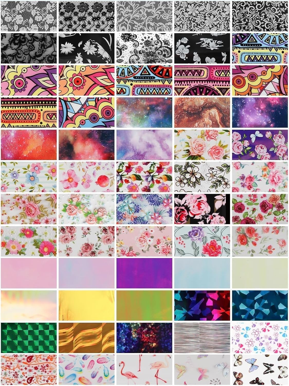 20 OR 80Pcs Nail Art Foil w 30ML Nail Foil Glue Gel Starry Sky Flower Foils Tr
