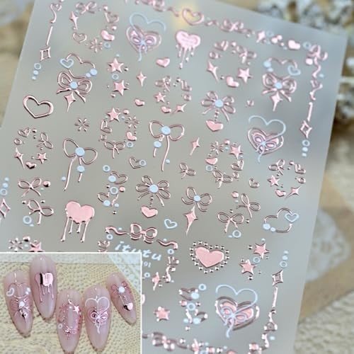 1 Sheet Hearts Nail Stickers 5D Embossed Valentine’s Day Nail Decals Style39