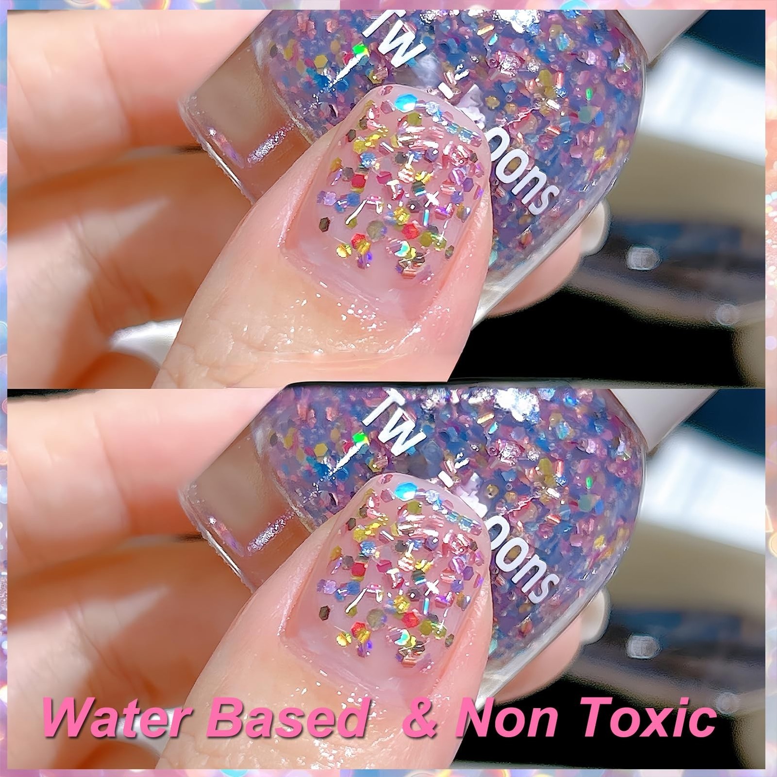 Colorful Chunky Glitter Nail Polish – Water-Based Peel Off Nail Polish wit