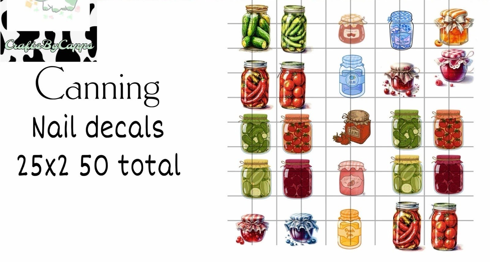 Canning Season Waterslide Nail Art Decals Set Of 50 Instructions Bonus KC