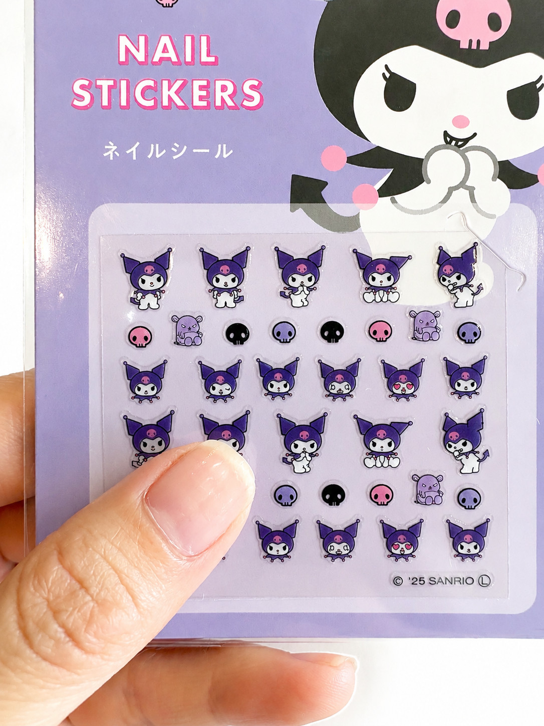 Sanrio Kuromi Nail Stickers 2 Sheets Kawaii Japan Nail Art Decals Cute New