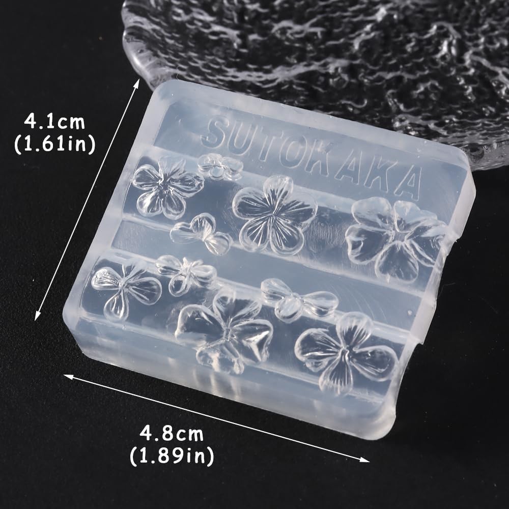 2PCS 3D Flowers Nail Art Silicone Mold, Spring Summer Hibiscus Flowers Blossom