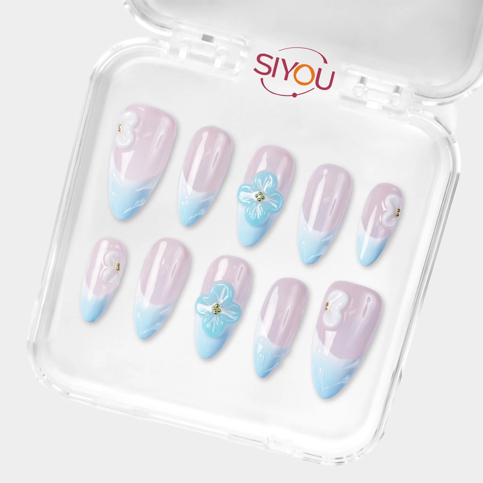 SIYOU Cloud Drift Almond Press-On Nails 10pc