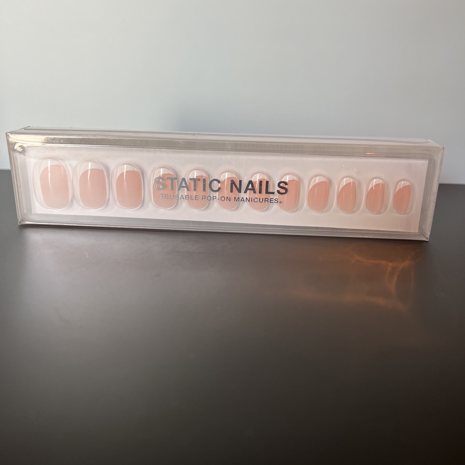 STATIC NAILS Curved French Round Reusable Pop-On Manicures Artificial Nails