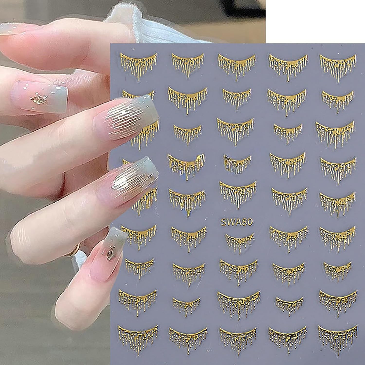 4 Sheets French Nail Art Stickers, Self – Adhesive 3D French Stripes Line Nail