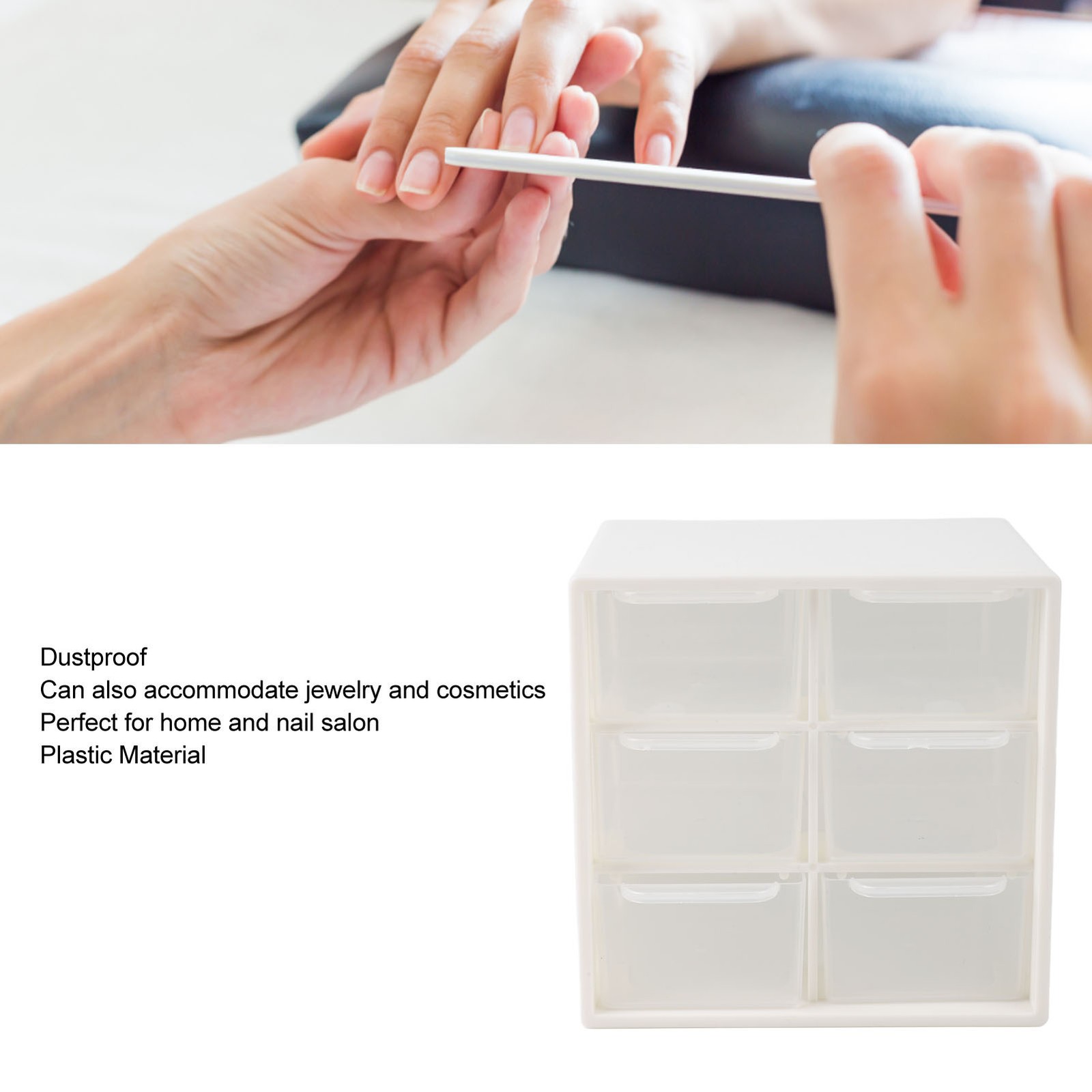 6-Drawer Nail Art Tool Storage Box Dust Proof Organizer For Home Use Easy To Use