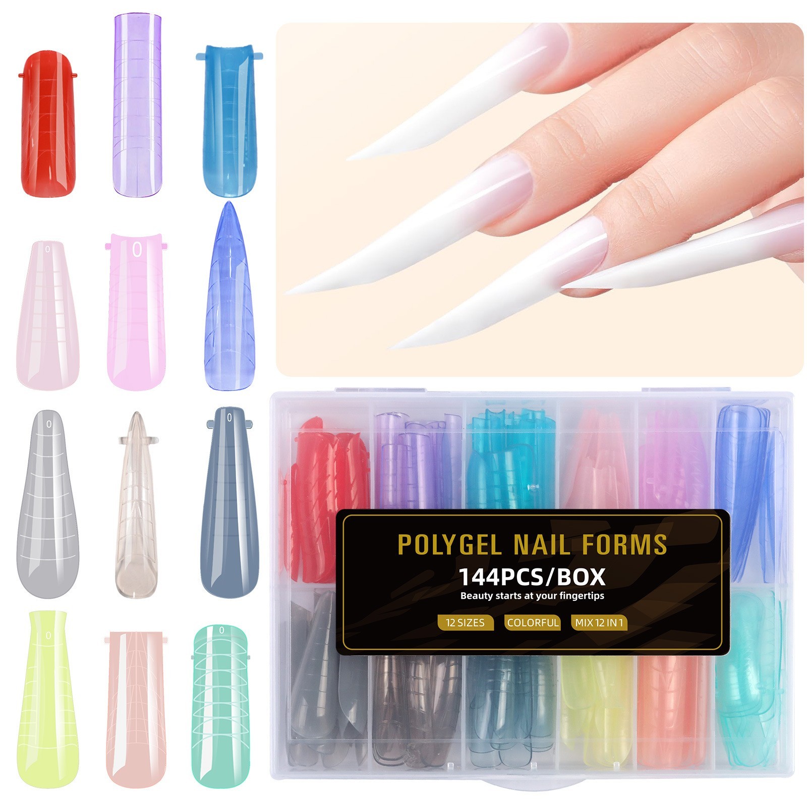 Various Colors Nail Form 144pcs Dual Forms Set for Poly Nail Gel Extension