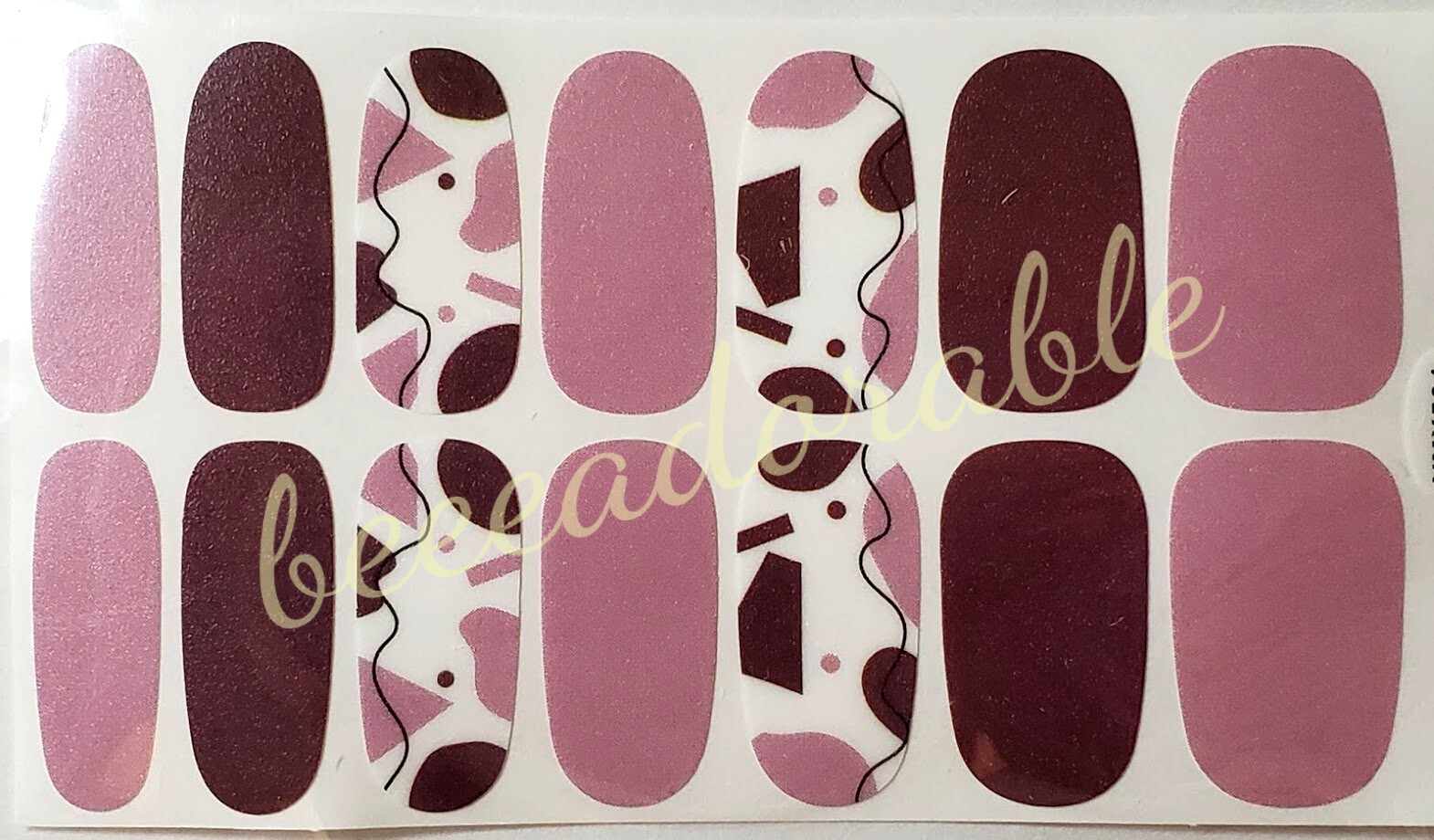 PINK PURPLE WHITE PLUM NAIL POLISH WRAP STRIP STICKER 🇺🇸 SHIPS FROM US
