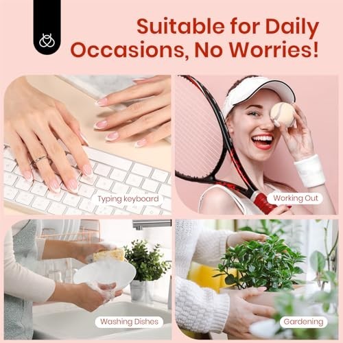 Beetles X Press Gel Nail Kit Short Square French Tip Press On Nails DIY