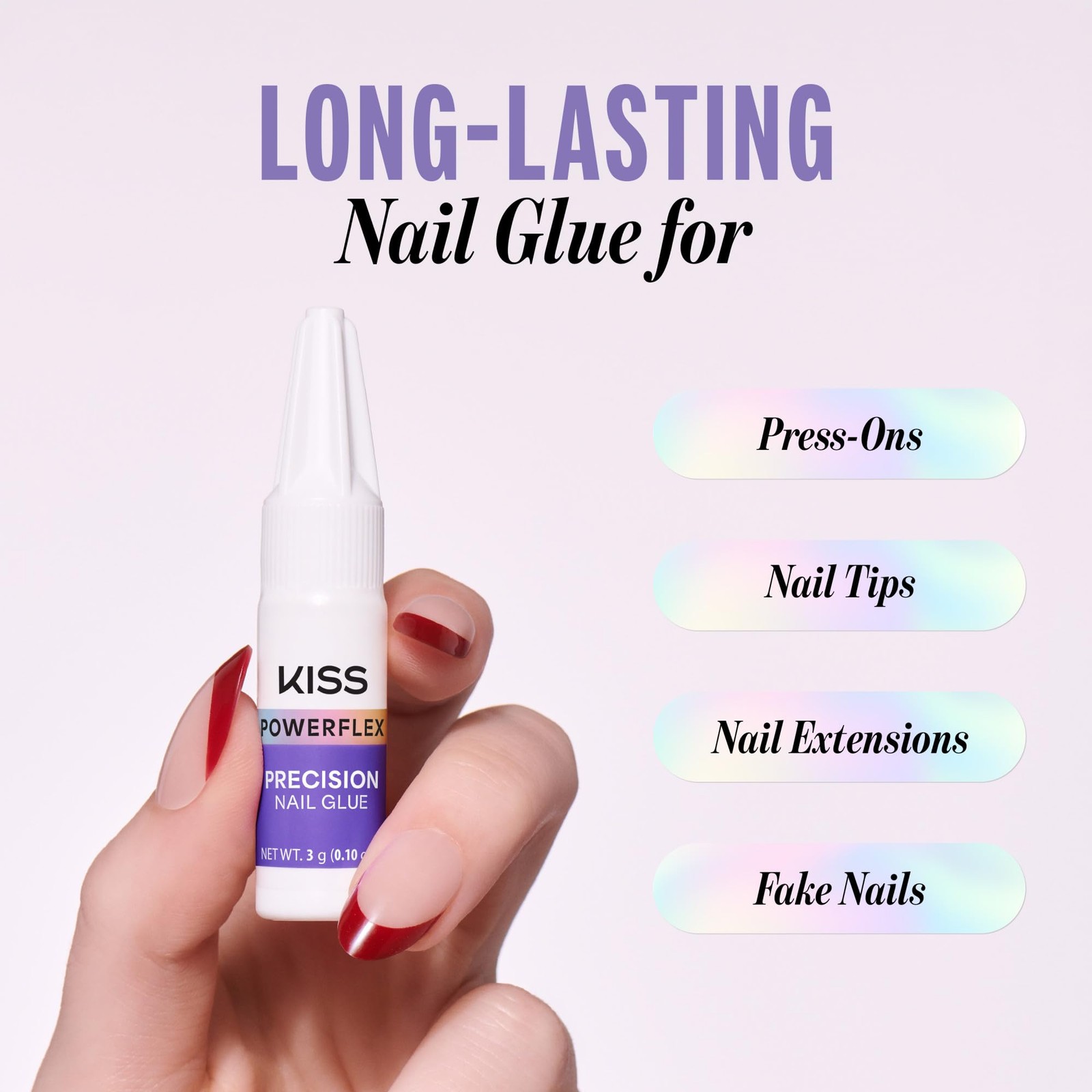 PowerFlex Precision Nail Glue for Press Ons, Kits, Tips & Wraps, 0.10 oz, Ult…