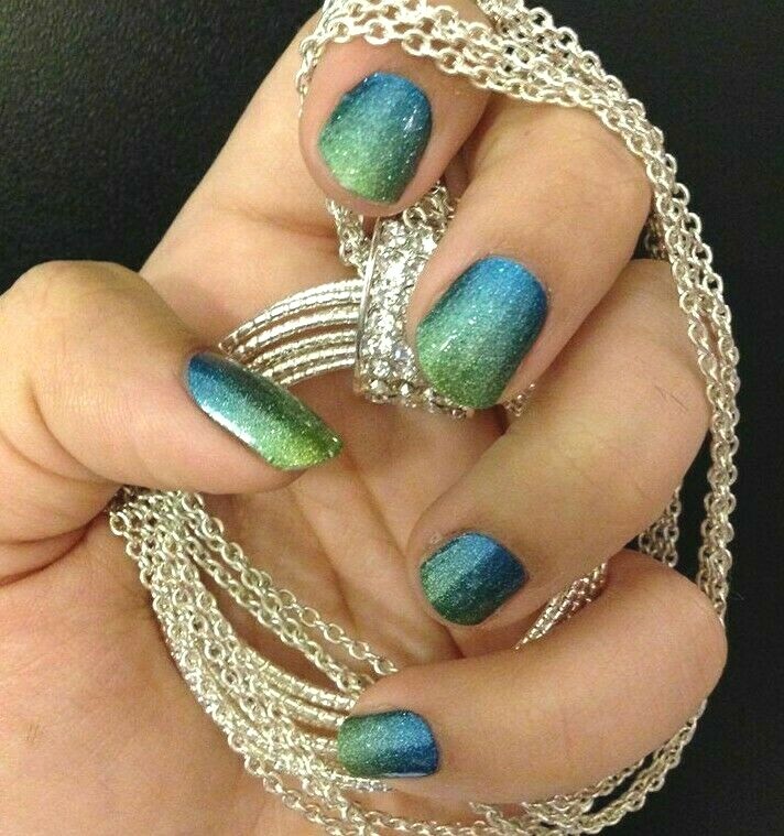 Jamberry Nail Wraps ~ HALF SHEET ~ ATLANTIS Rare Summer Mermaid Sparkle Ombre