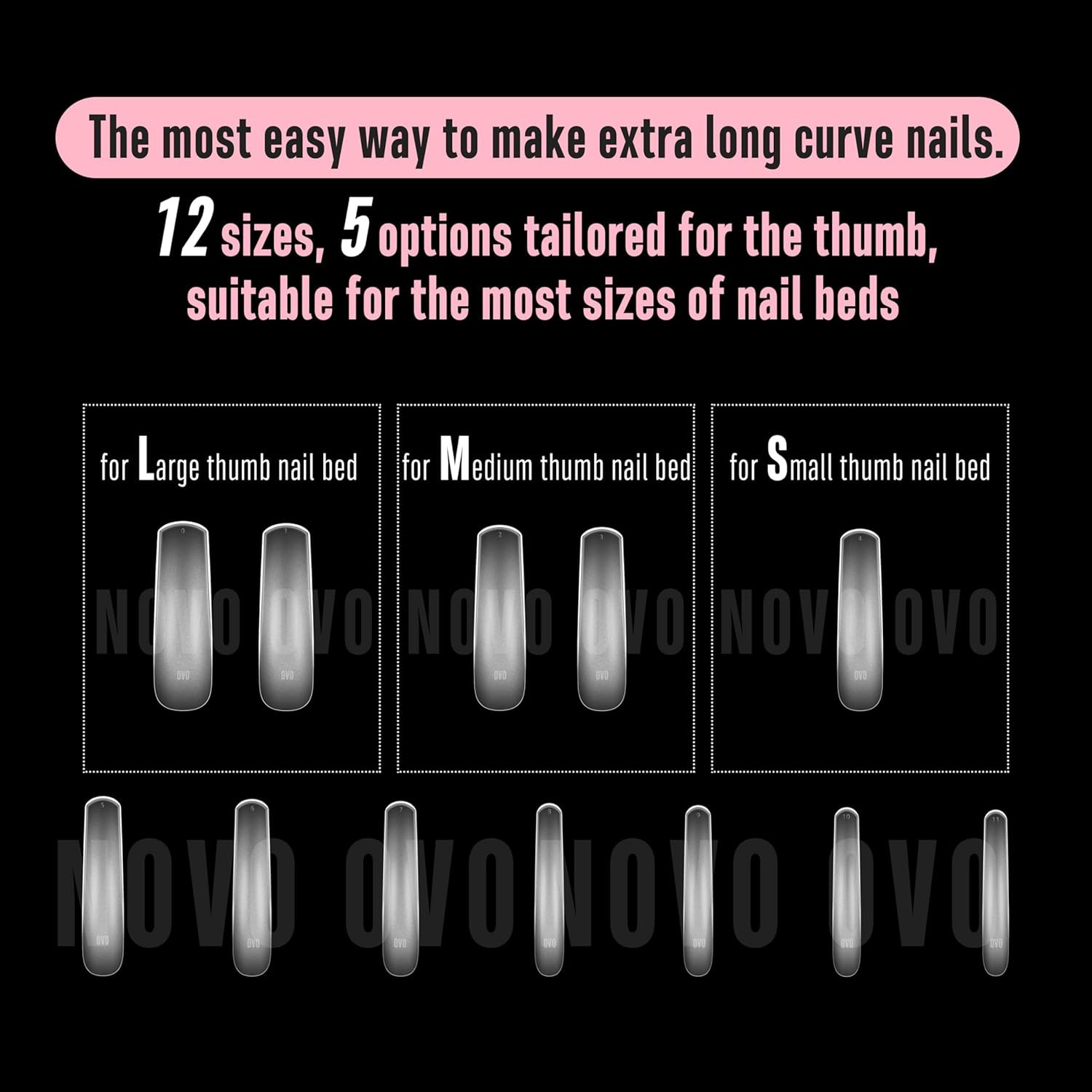 Curved Nail Tips 240pc XXL Square Full Cover, Long XL Acrylic Press-On Nails Kit