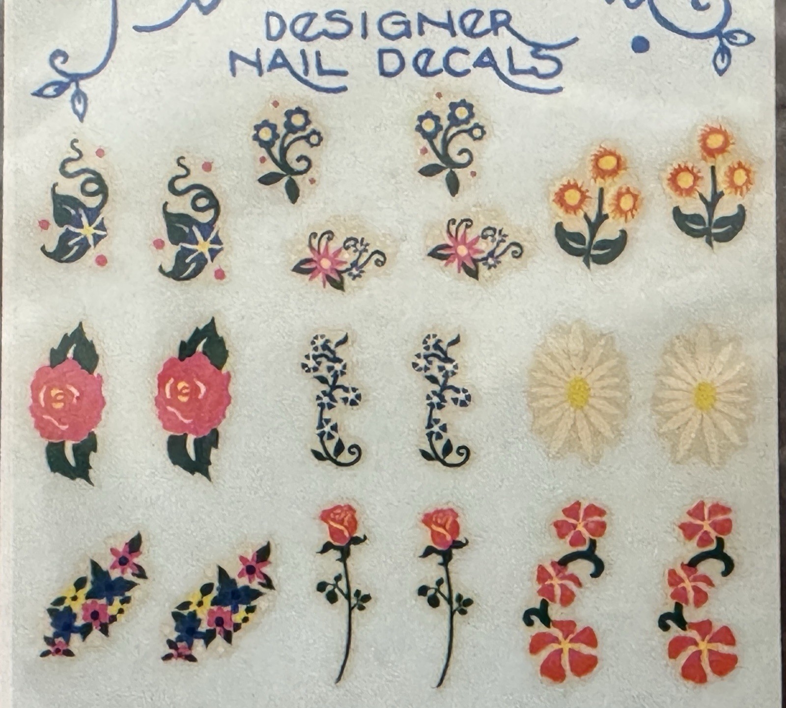 Vintage 1982 Ambassador Super Stickers Fingernail Roses, Daisies, Flowers NOS