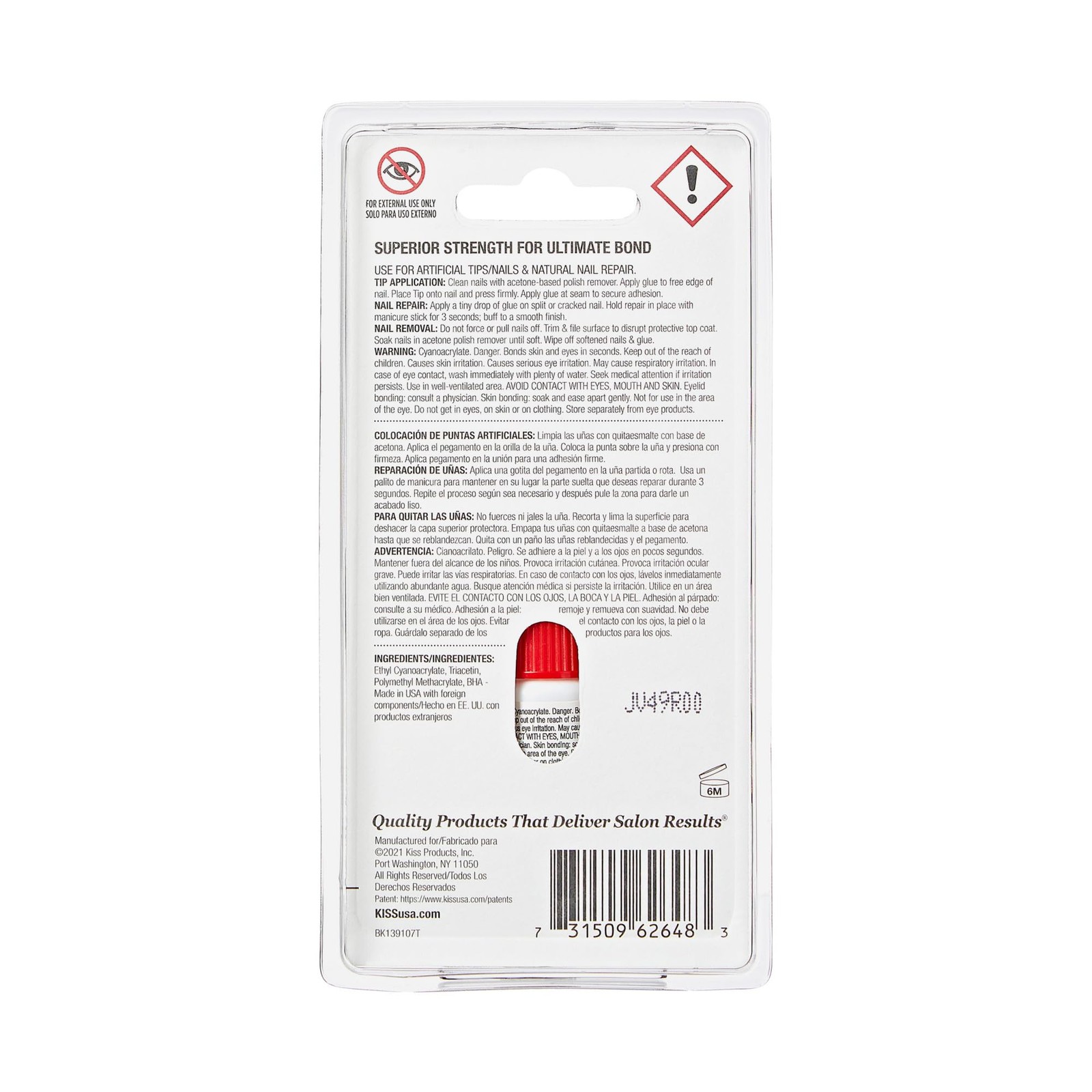 KISS PowerFlex Maximum Speed Nail Glue – Fast Drying Adhesive 1 Pack, Clear