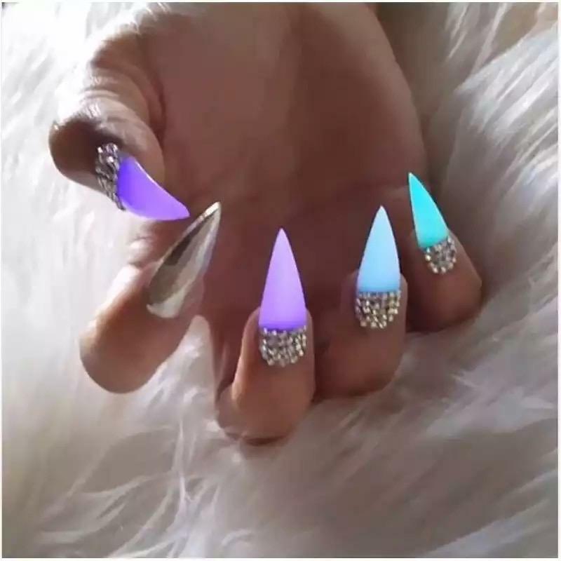 GLOW IN THE DARK POWDER LUMINESCENT ACRYLIC NAIL PAINTING NEON FLUORESCENT UK