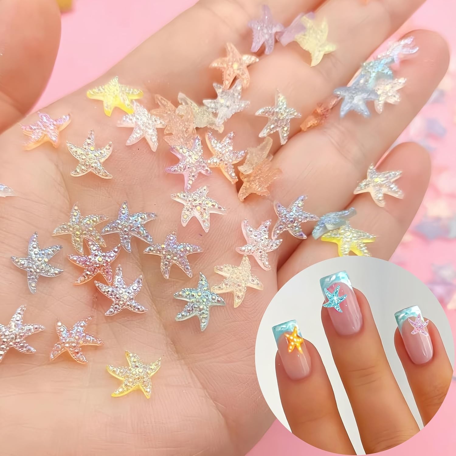 Versatile 100Pcs Starfish Nail Charms – Perfect for Nail Art and DIY Crafts