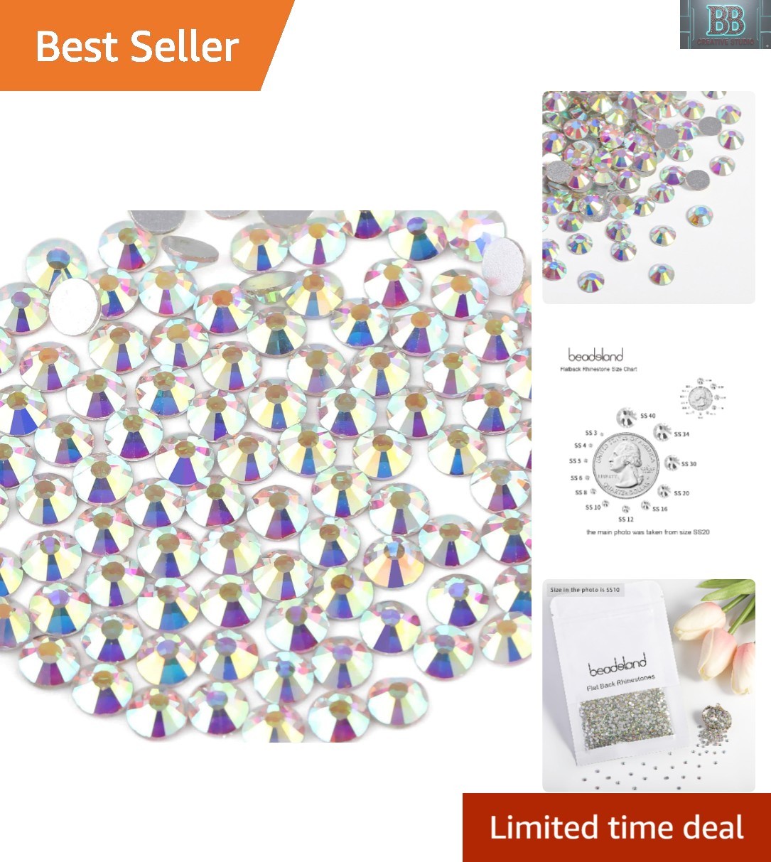 Versatile 1440 Pcs SS10 Crystal AB Rhinestones for DIY Crafts and Nail Art