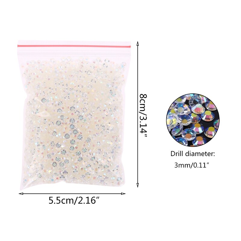 5000pcs White Flat Back Round Crystal Rhinestones for DIY Art
