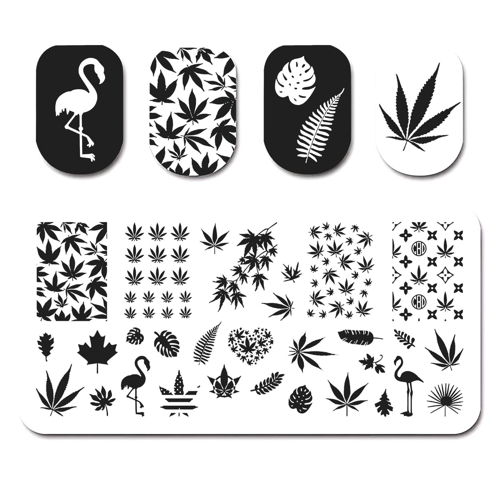 High- Quality Durable Stainless Steel Hemp Leaf Nail Stamping Plate~ 420