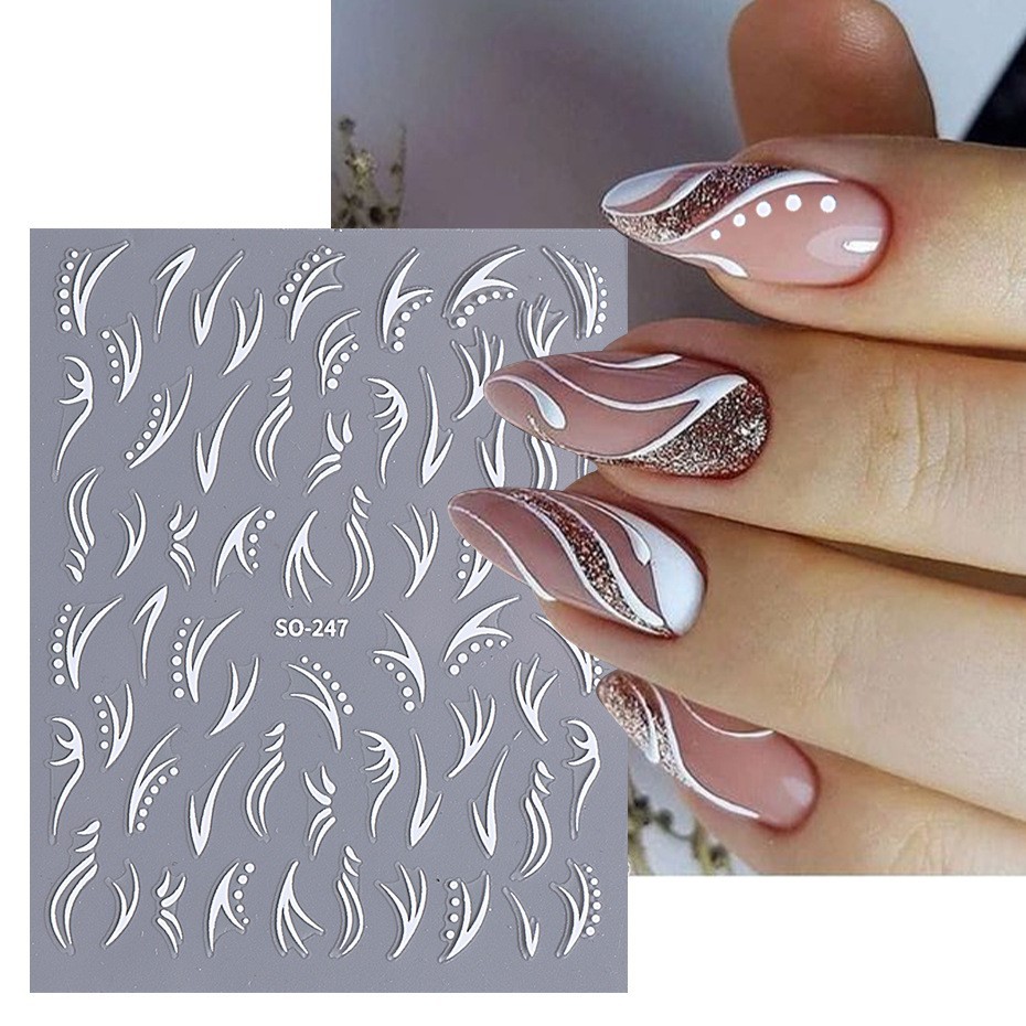 4Pcs Set Nail Stickers Abstract Line Self-Adhesive Slider Peel Off Decor NH30