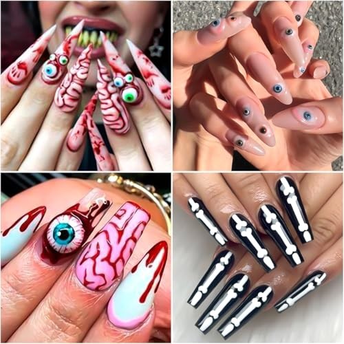 8 Sheets Halloween Nail Stickers for Nail Art 5D Self-Adhesive Nail Decals