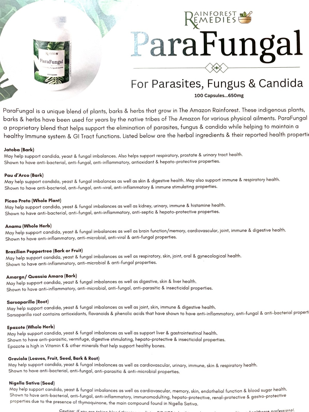 ParaFungal by Rainforest Remedies for Toenail Fungus + Parasites +Anti-Bacterial
