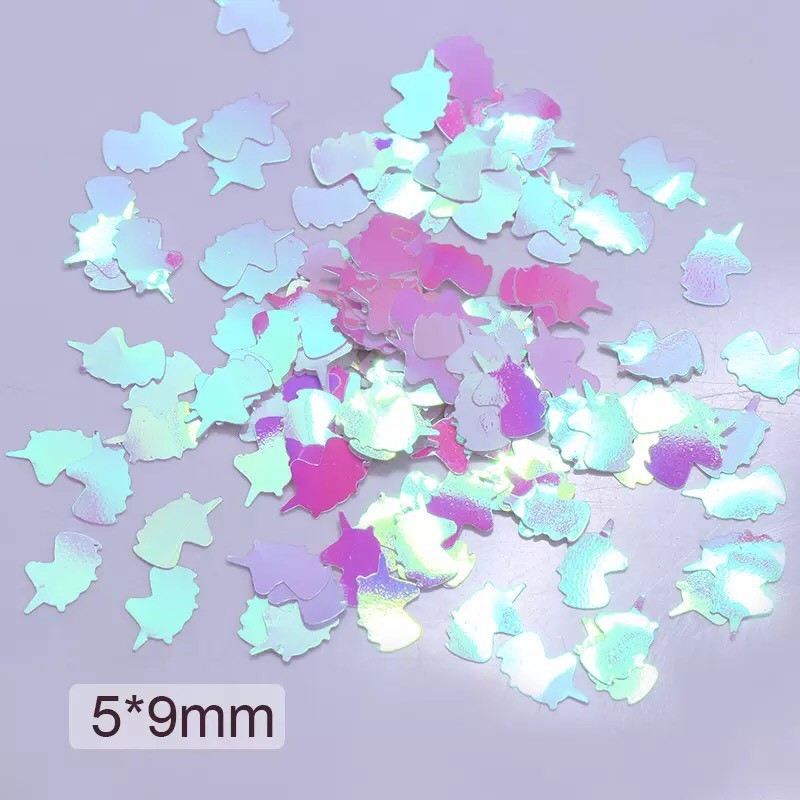 3pcs Aurora Powder and Unicorn Sequins AB Colour Nail Art Glitter Decoration Set