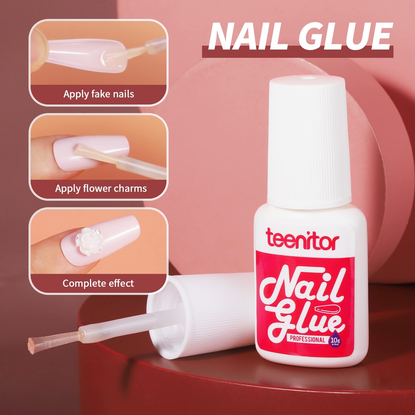 Teenitor Full Cover Color Press On Coffin Nails, 576pcs Large, Glossy Colors