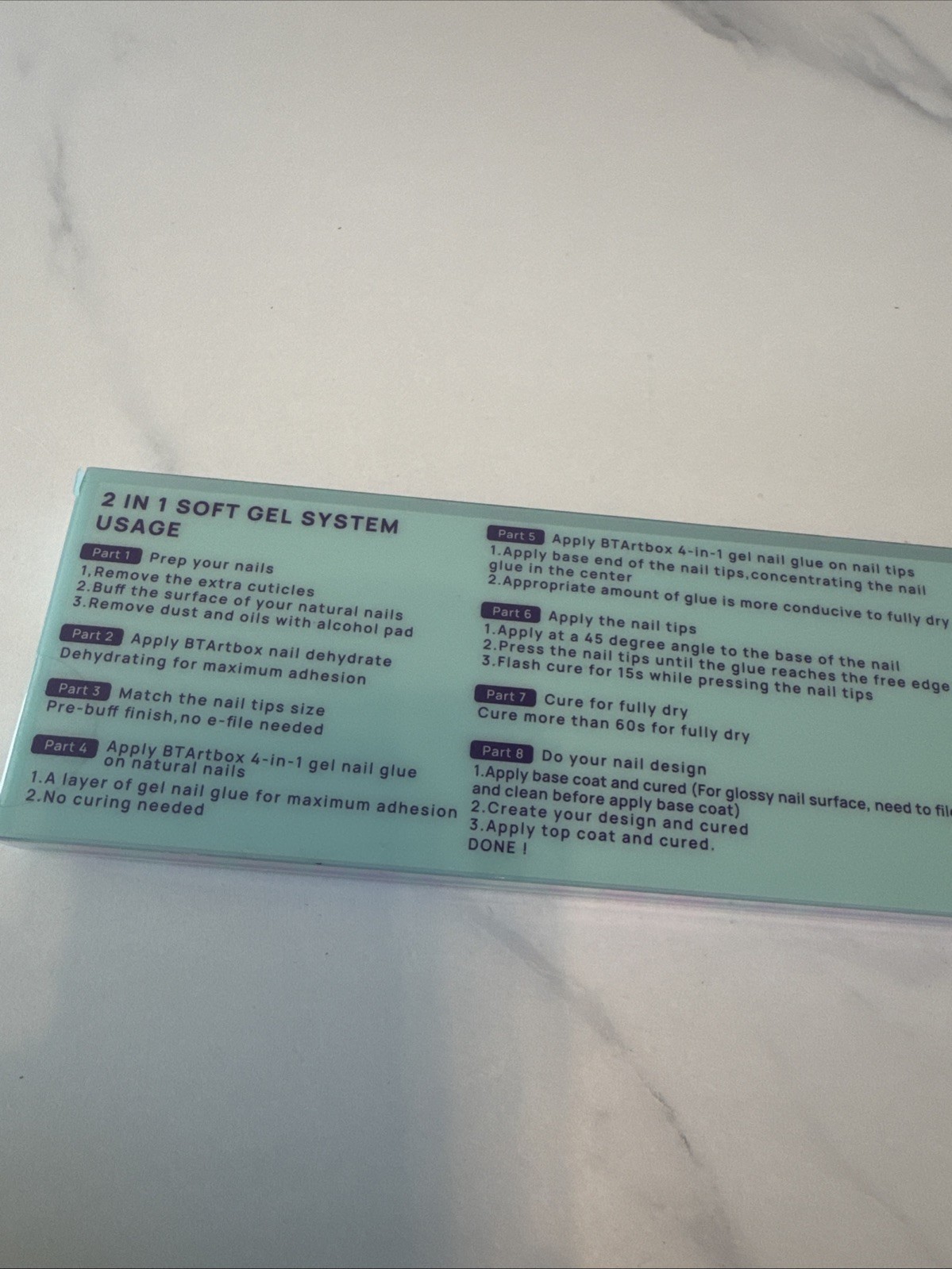 BTArtbox Nails X-Coat Tips 2 In 1 Soft Gel System Natural Series 150 Pc 15 Sizes